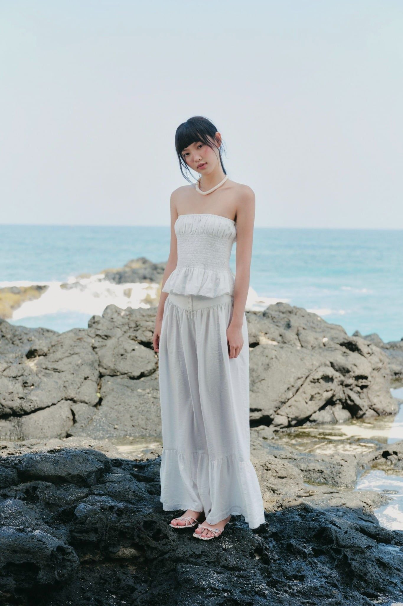 Quần cotton dáng dài White Cotton Wide Leg Pants