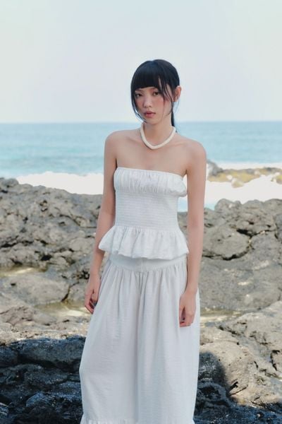  Quần cotton dáng dài White Cotton Wide Leg Pants 