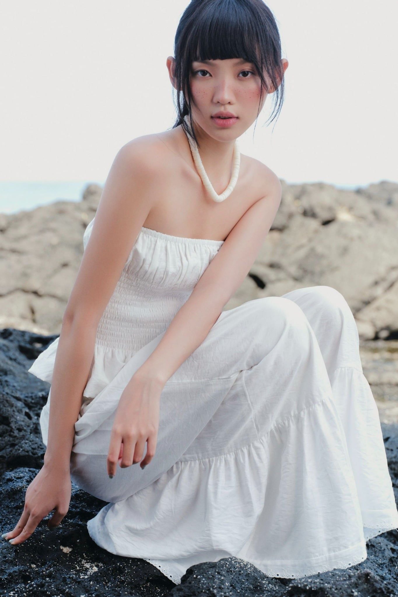 Quần cotton dáng dài White Cotton Wide Leg Pants