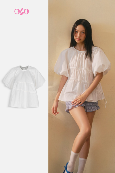  Áo Babydoll Puff Sleeve Shirt nhiều màu 