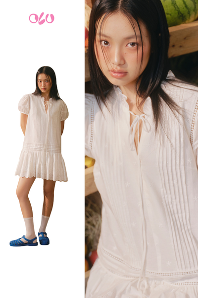  White Ruffled Babydoll Dress 