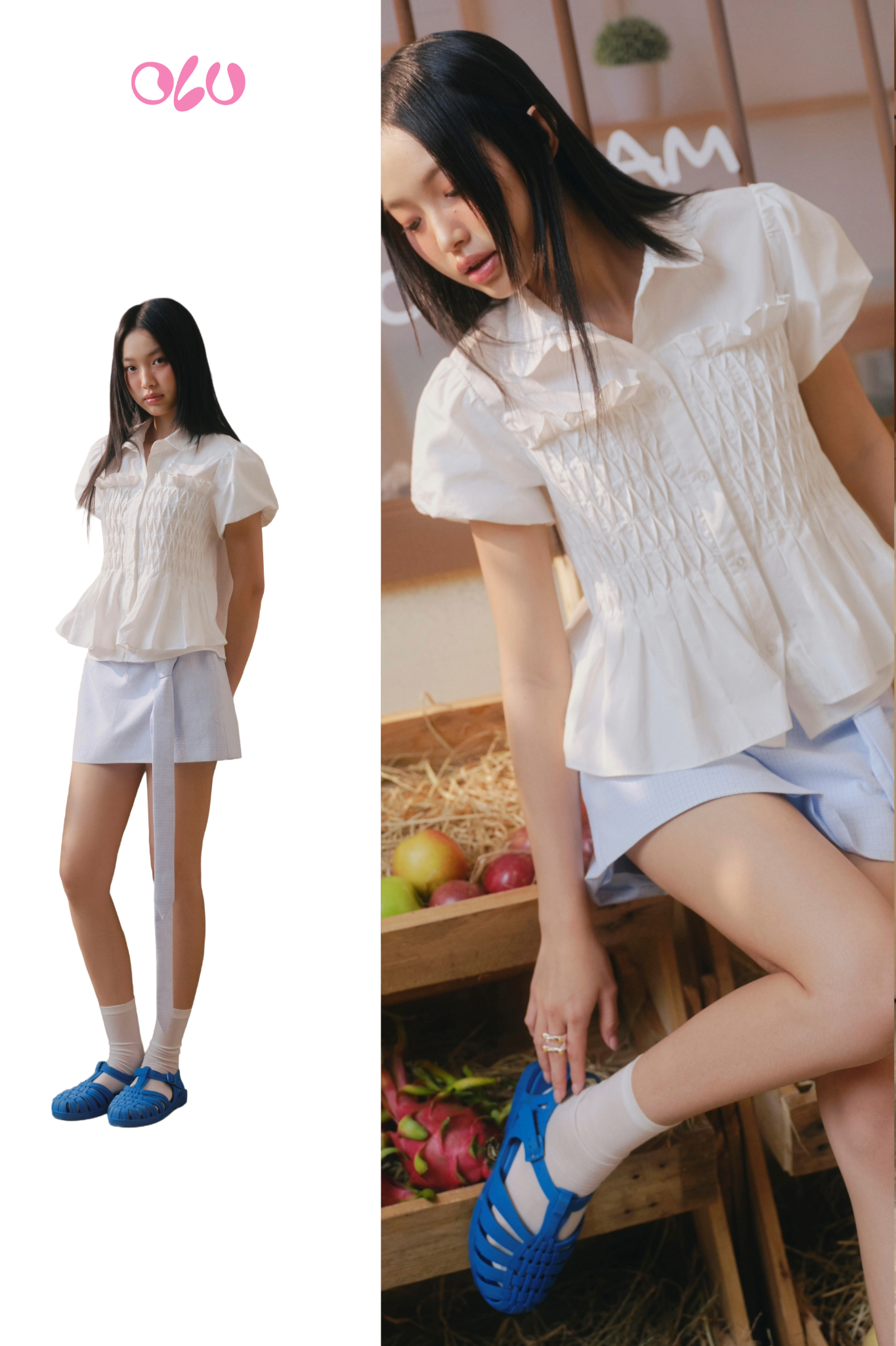 Chân váy Light Blue Tie Belt Mini Skirt