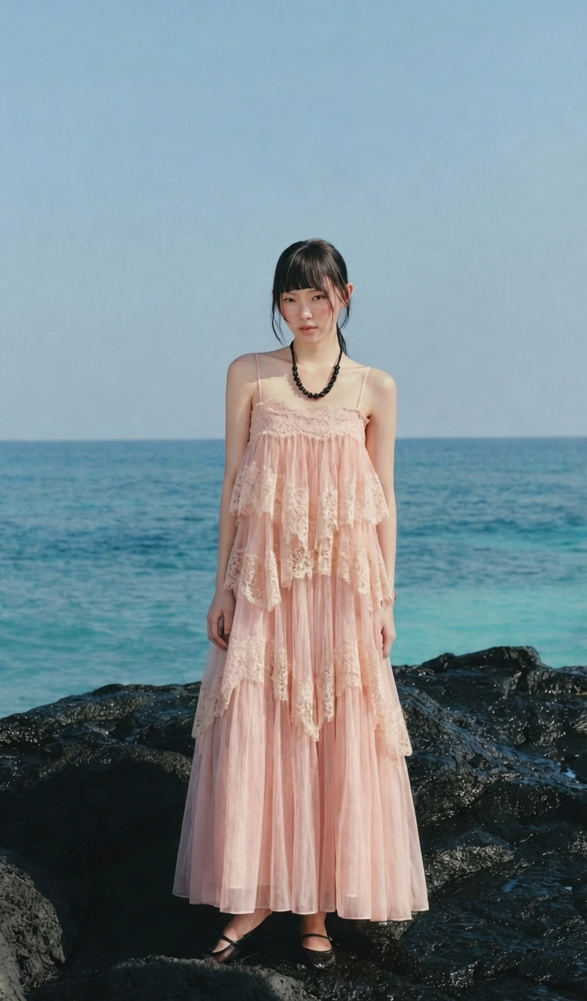 Váy maxi 2 dây Lace Chiffon Tiered Layered Maxi Dress nhiều màu