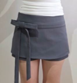 Chân váy Gray Cotton Tie Skirt