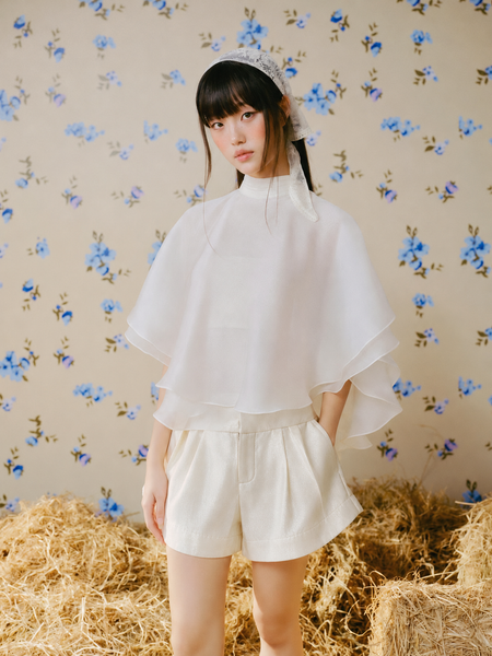  Quần short lụa Ivory High Waist Taffeta Shorts 