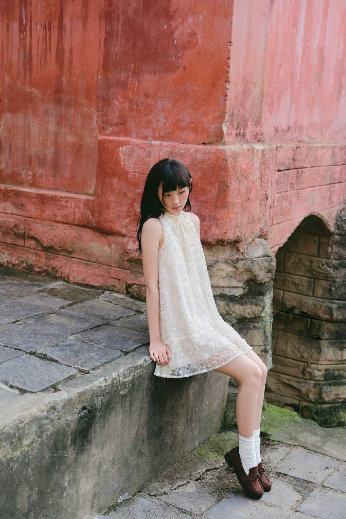 Váy hoa Demille Fleur Dress in Cream