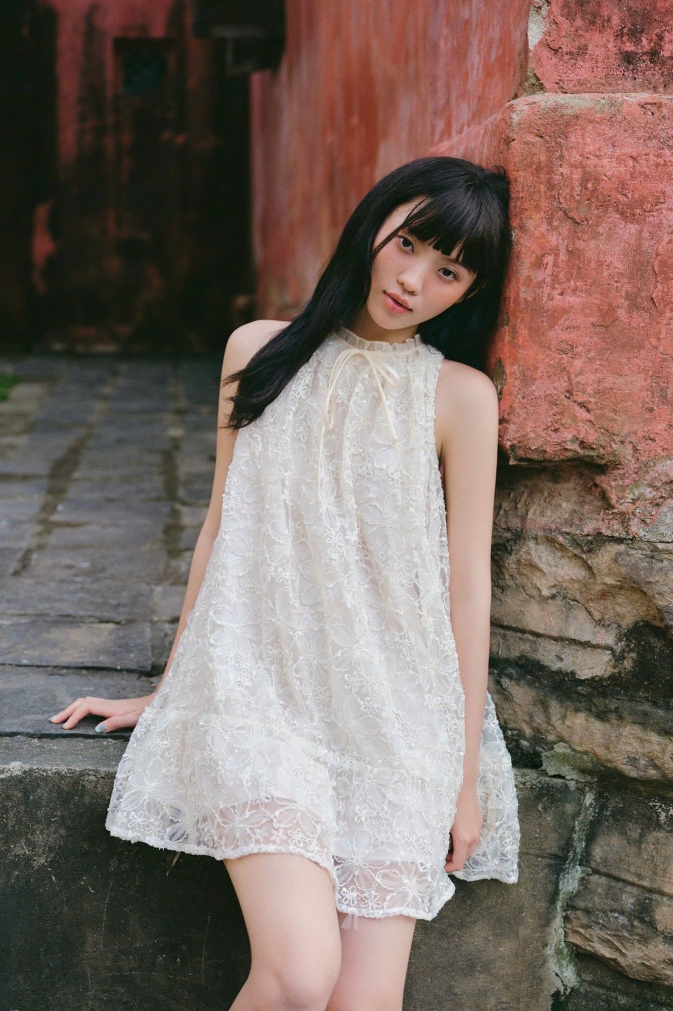 Váy hoa Demille Fleur Dress in Cream