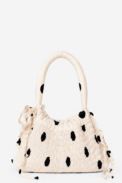  Túi xách vải chấm bi Cream Dot Silky Hand Bag 