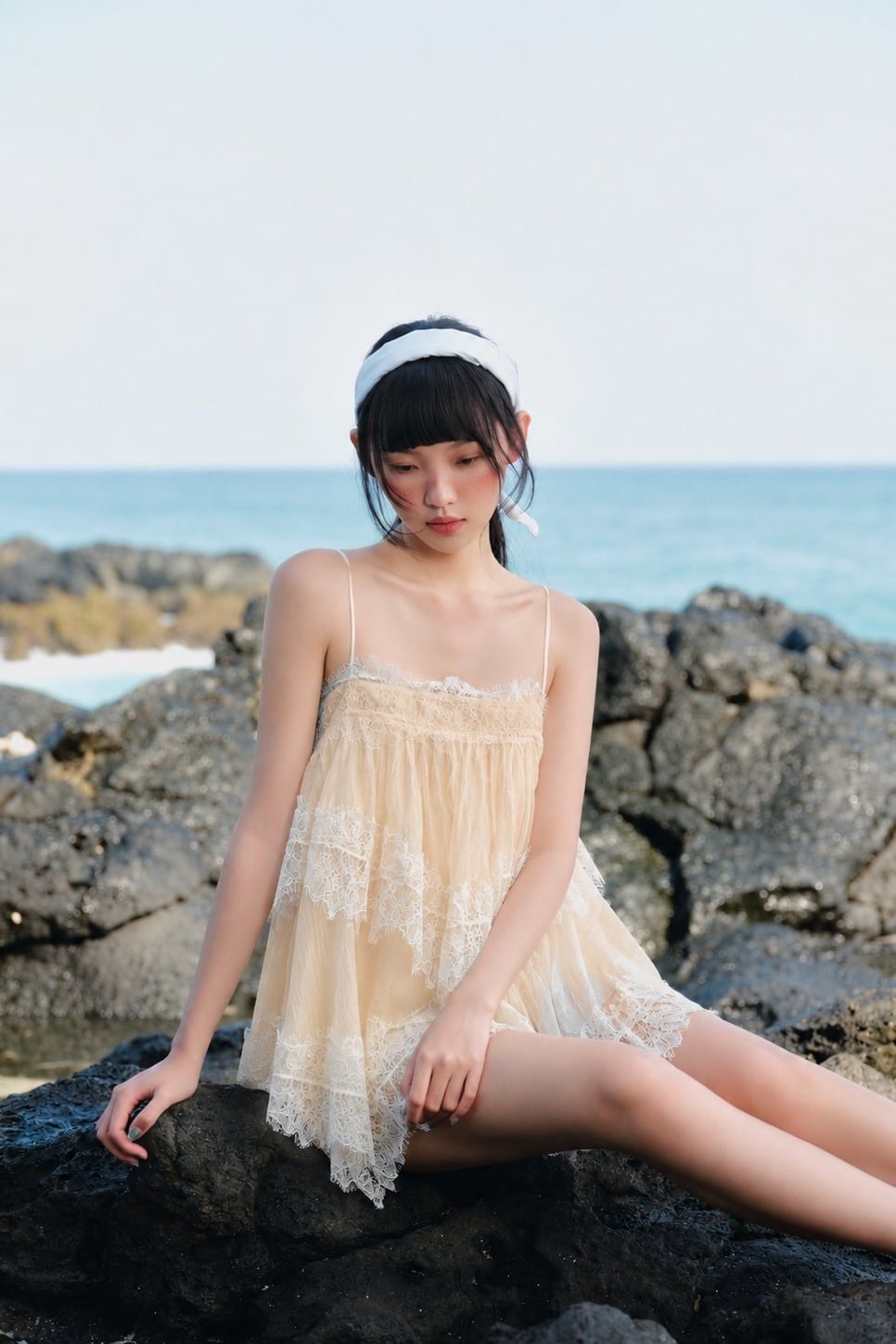 Áo 2 dây phối ren Lace Chiffon Cami Ruffled Top nhiều màu