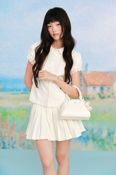  Túi da phom vòm màu trắng White Leather Dome Bag 