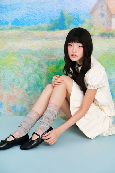  Giày búp bê Leather Bow Ballet Flats nhiều màu 