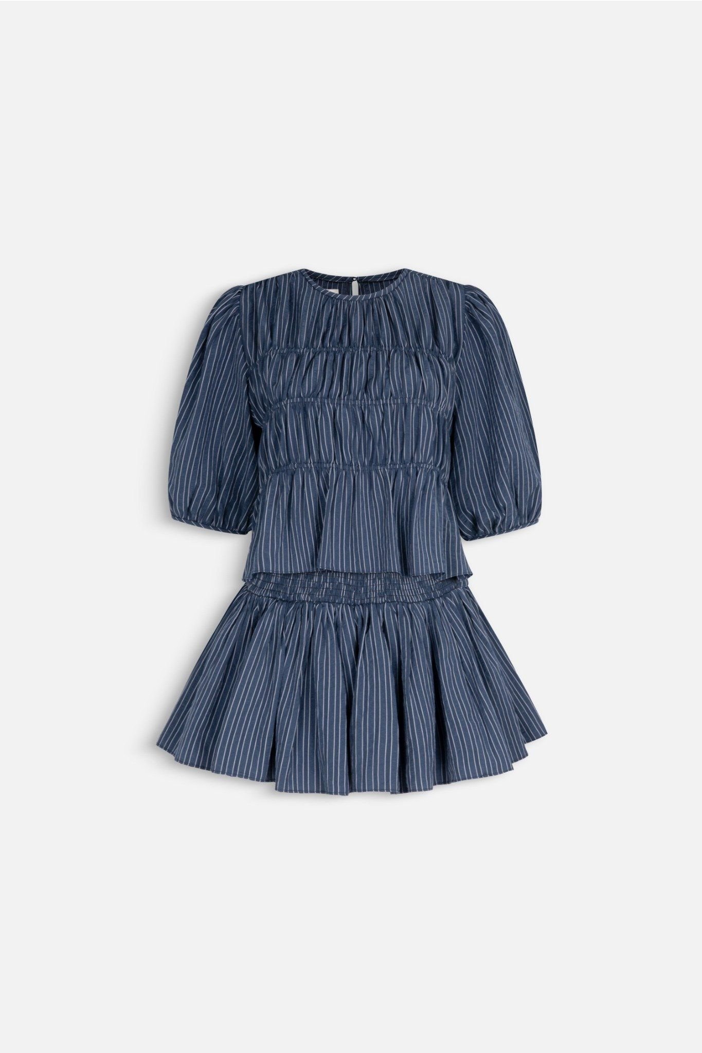 Striped Ruffled Puff Sleeve Set nhiều màu