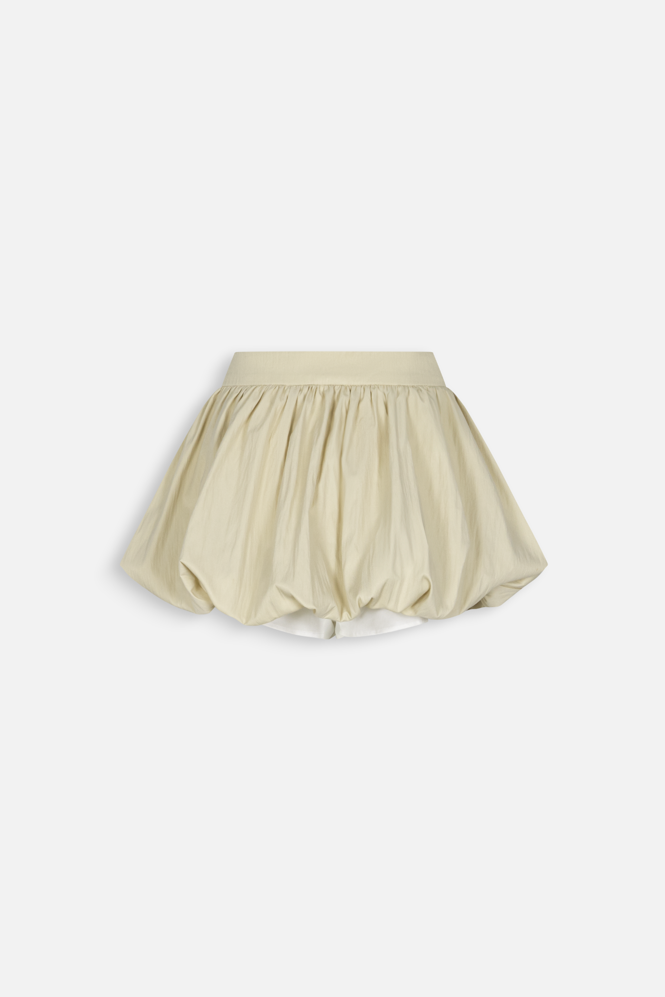 Quần Beige Kaki High Waisted Belted Puff Shorts