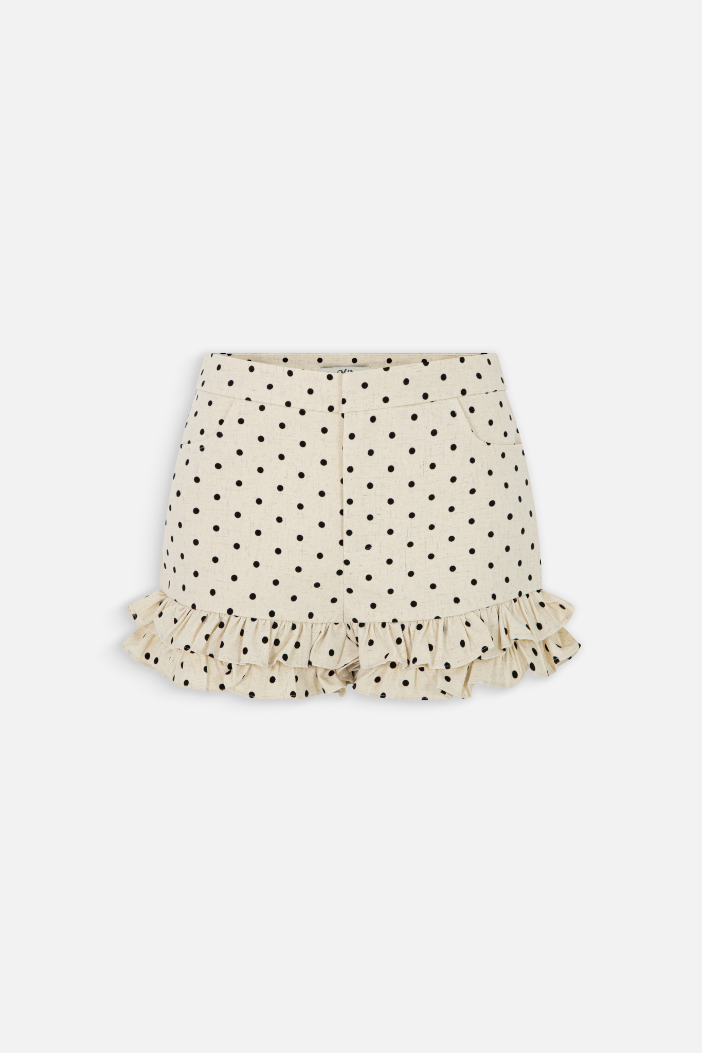 Quần Cream Kaki Polka Dot Ruffle Shorts
