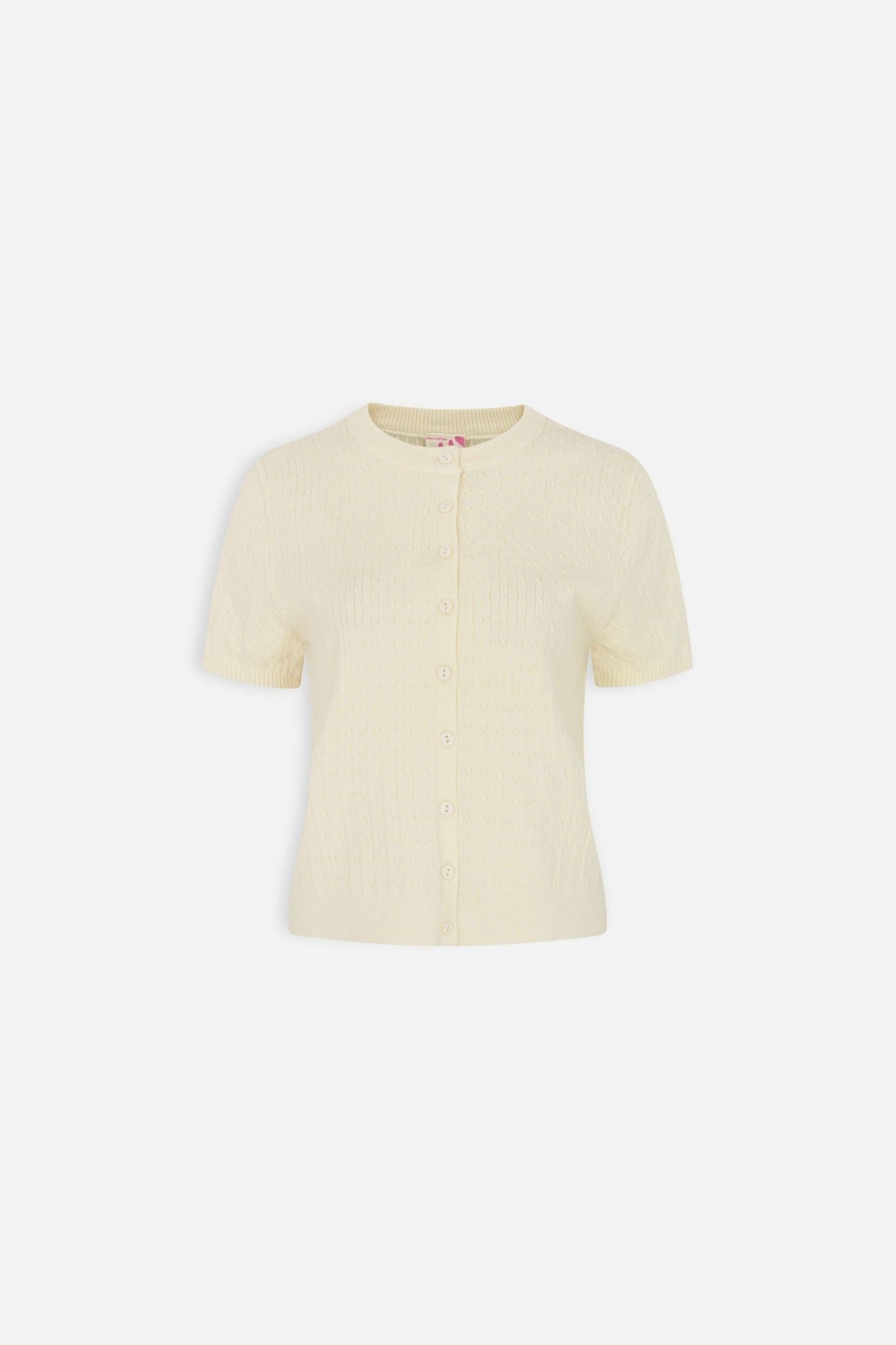 Áo len Cream Jacquard Knit Button Top