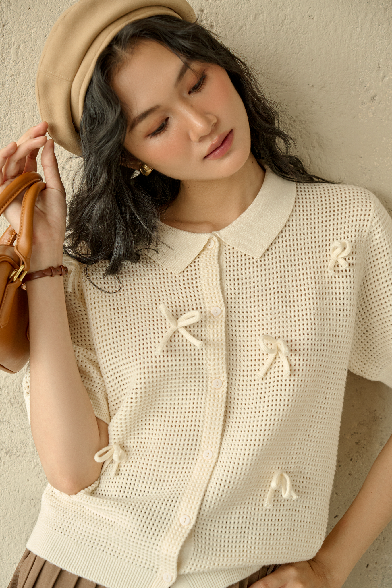 Áo Micha Top in Cream