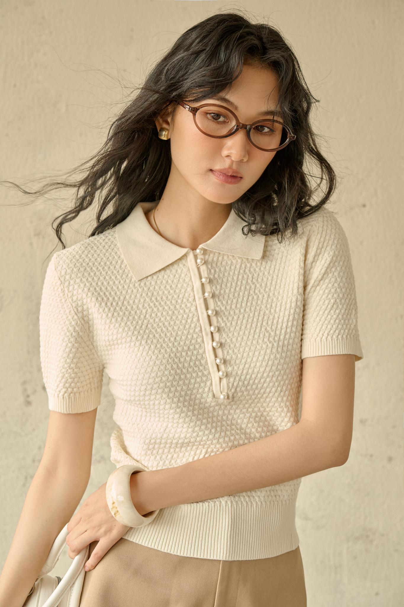 Áo Nari Top in Cream