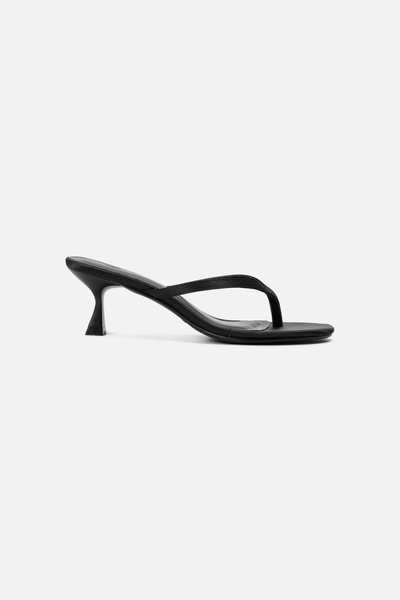  Giày cao gót xỏ ngón Black Slim Low Slip On Heels 