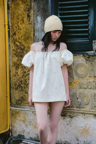 Váy Butter Fleur Off Shoulder Mini Puff Dress