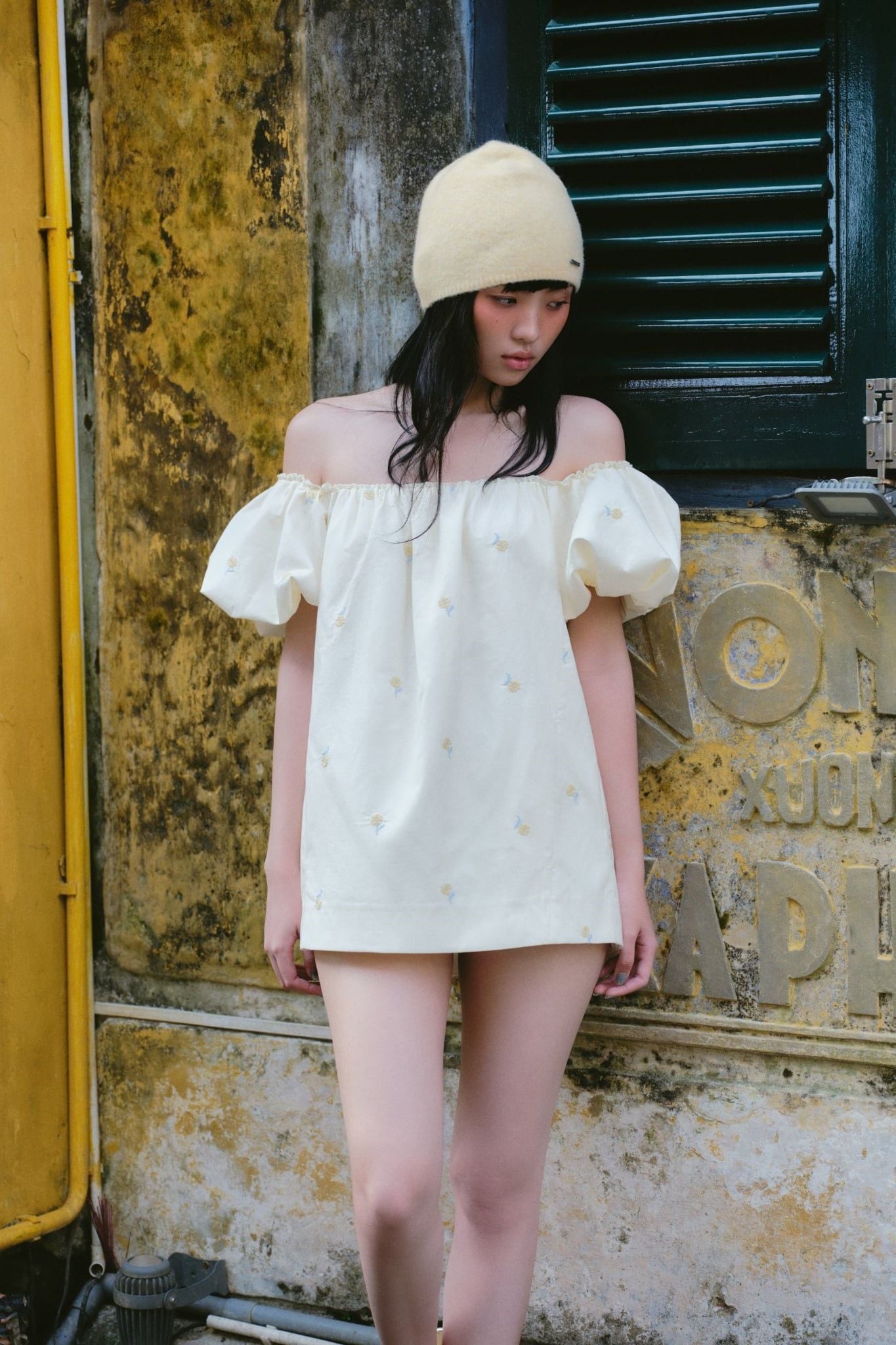 Váy Butter Fleur Off Shoulder Mini Puff Dress