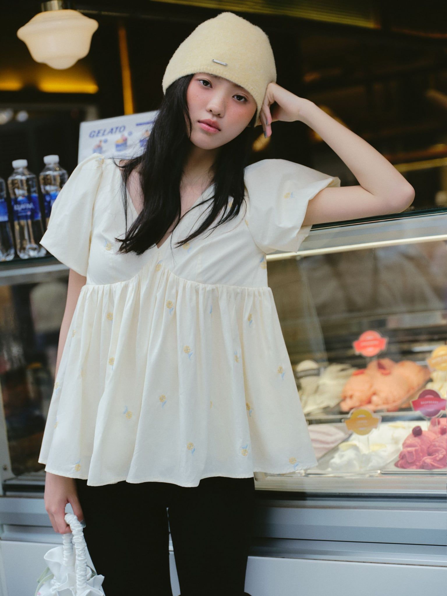 Quần Black Cotton Ribbon Bow Shorts