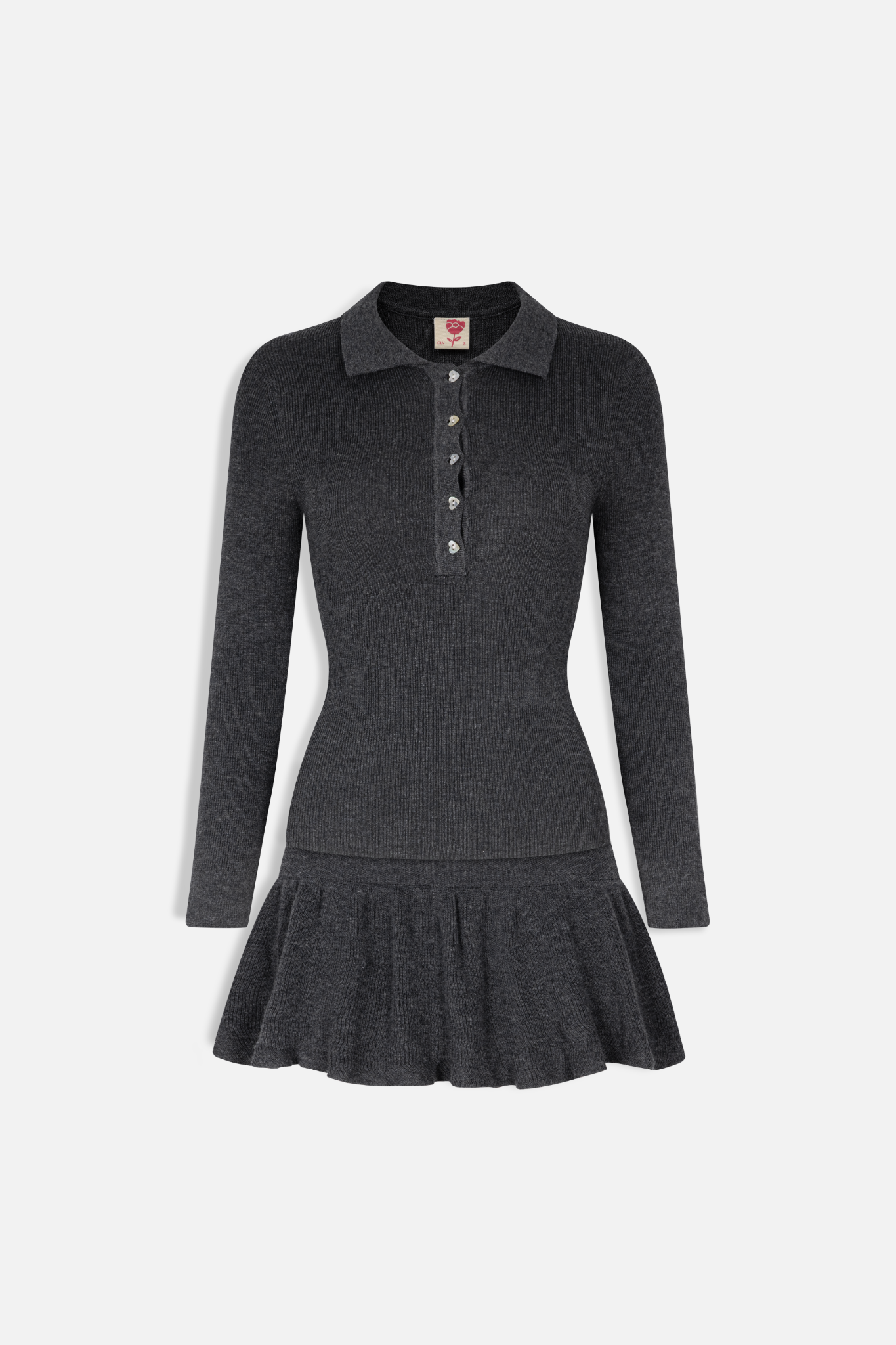 Ribbed Knit Heart Button Set nhiều màu