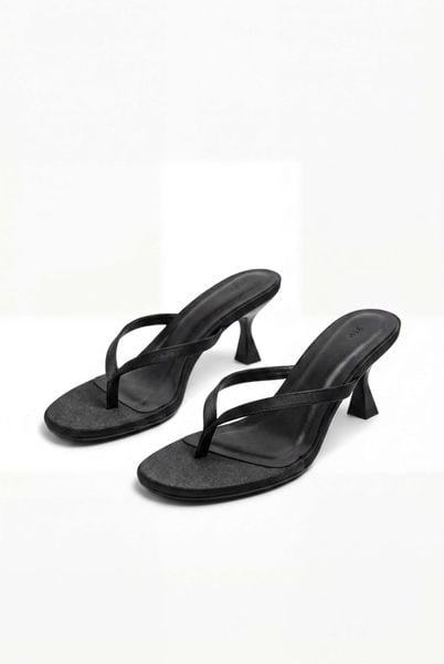  Giày cao gót xỏ ngón Black Slim Low Slip On Heels 