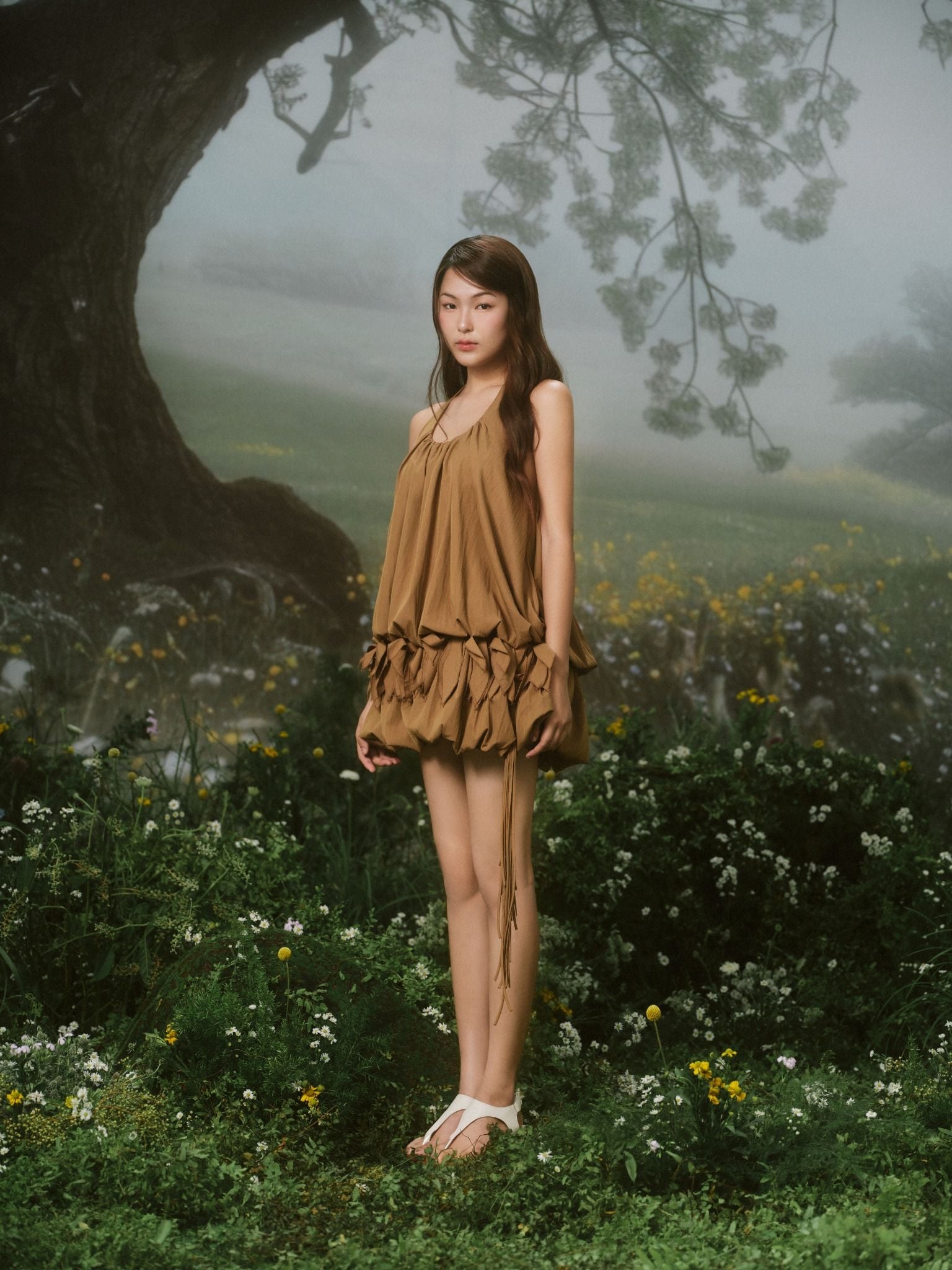 Váy bí dự tiệc Izcalli Dress màu nâu