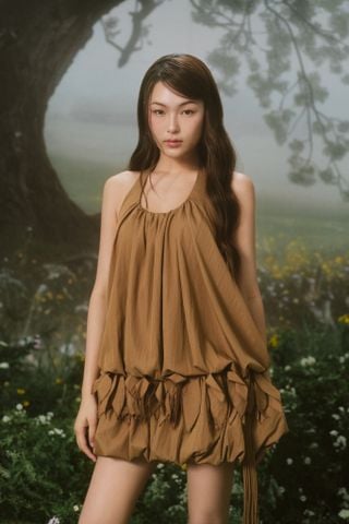 Váy bí dự tiệc Izcalli Dress màu nâu