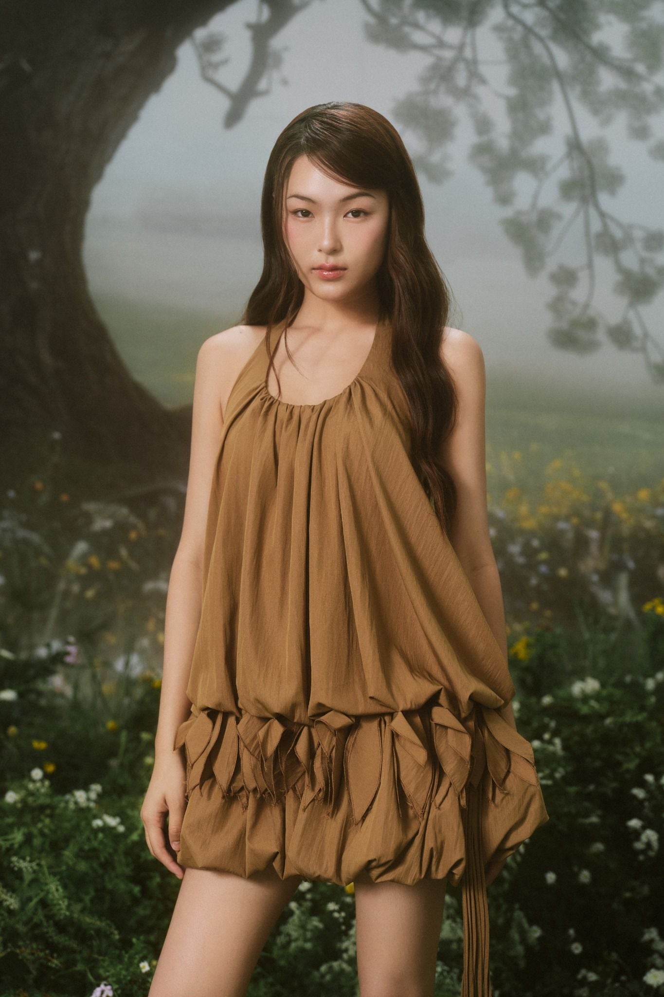 Váy bí dự tiệc Izcalli Dress màu nâu