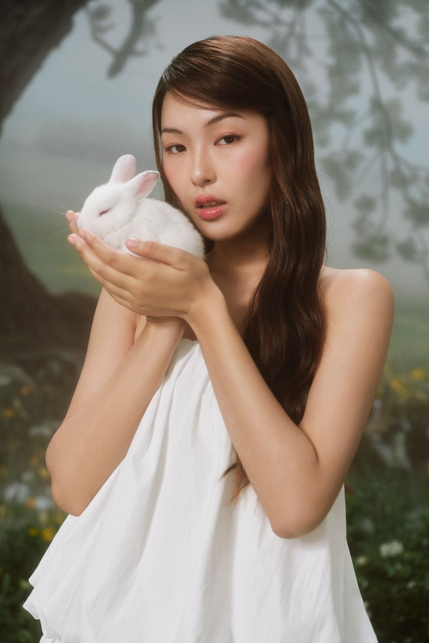 White Puff Strappy Mini Cup Dress