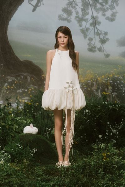  Đầm suông dáng bí Ivory Fleur Puff Mini Dress dự tiệc 