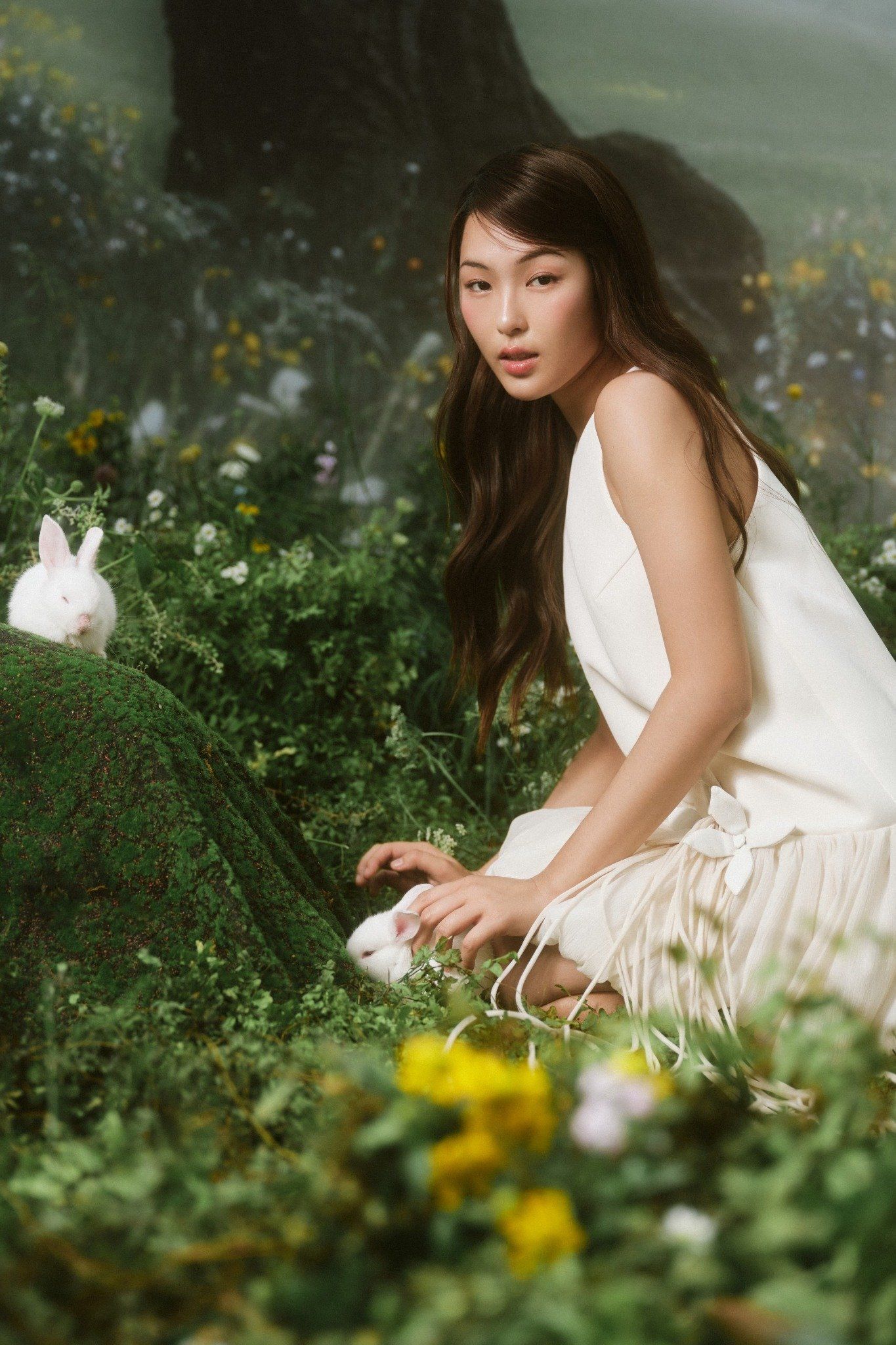 Ivory Fleur Puff Mini Dress