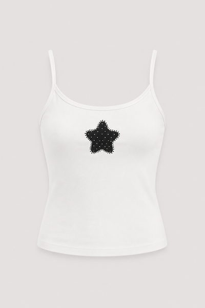  Áo hai dây ngôi sao White Black Star Cotton Cami Top 