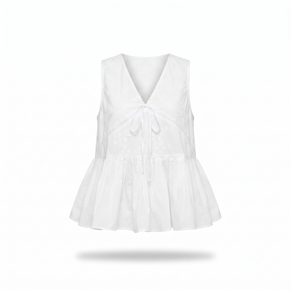  Áo sát nách White Gauze Sleeveless Vneck Top 