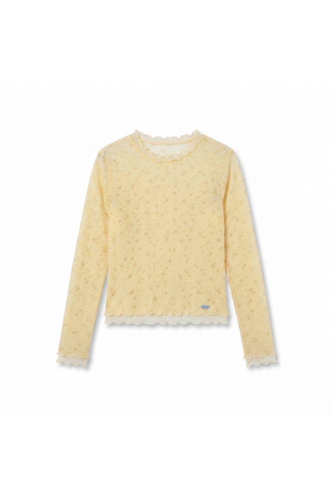 Áo tay dài họa tiết hoa nhí Yellow Cotton Star Print Long Sleeve Top