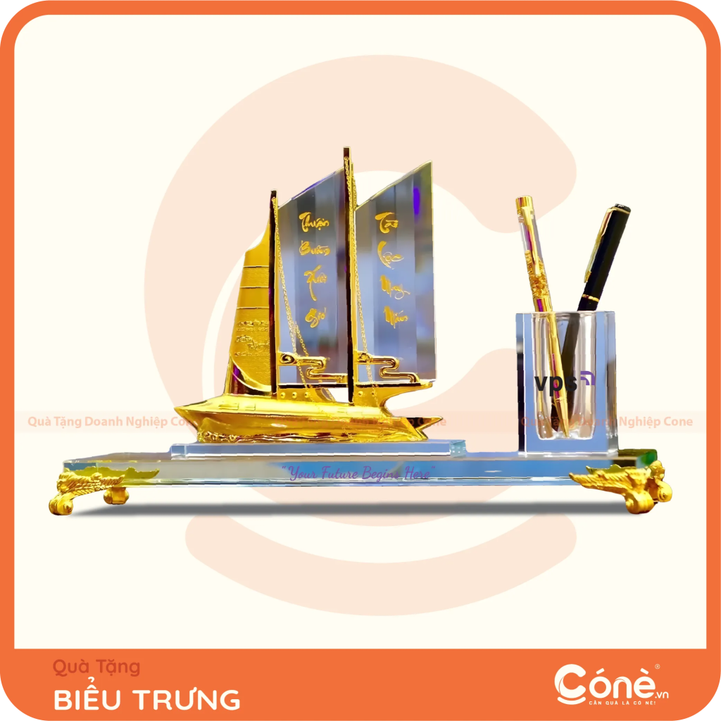 [BTQT05] Biểu Trưng Pha Lê Thuyền Buồm | Thuận Buồm Xuôi Gió
