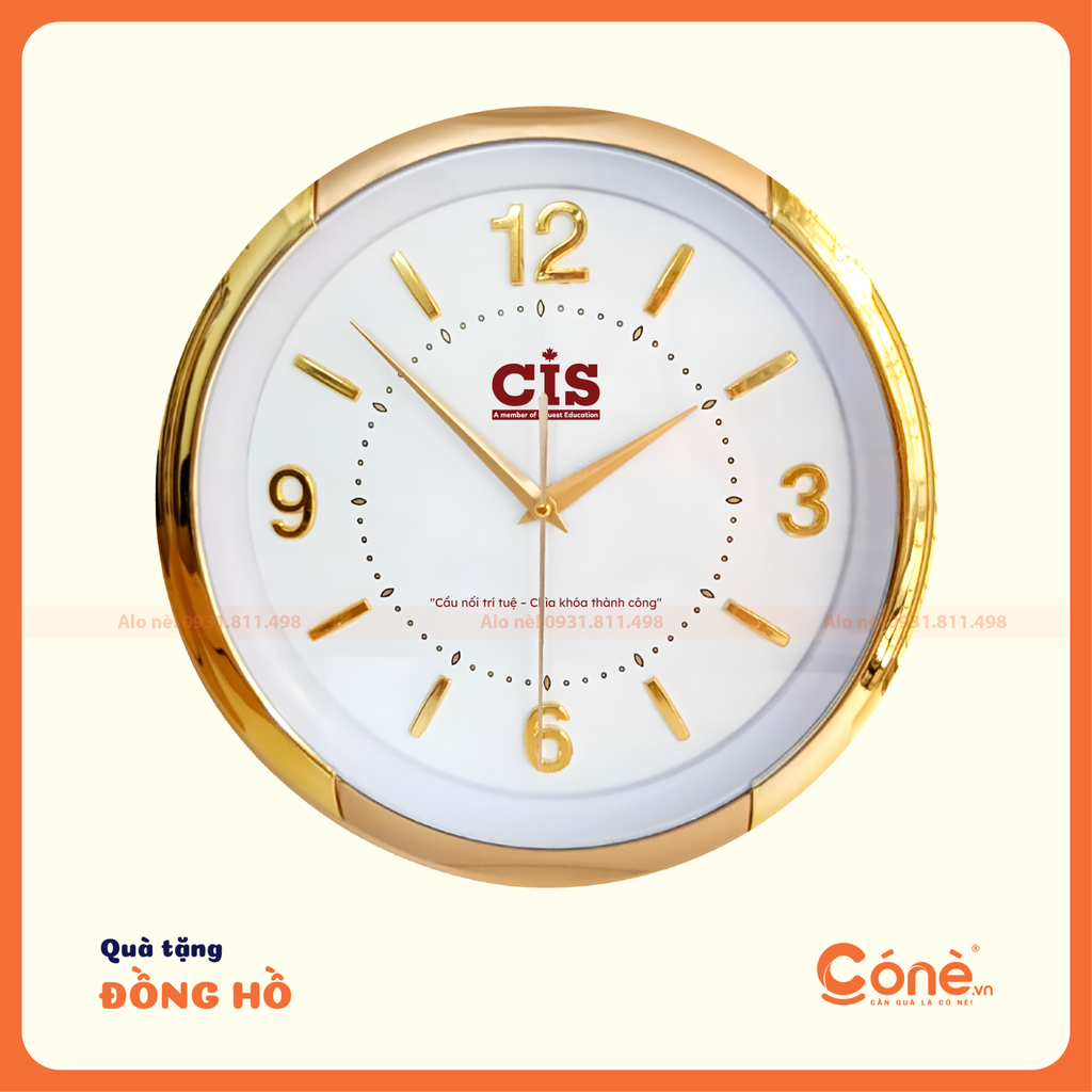 đồng hồ treo tường mạ vàng