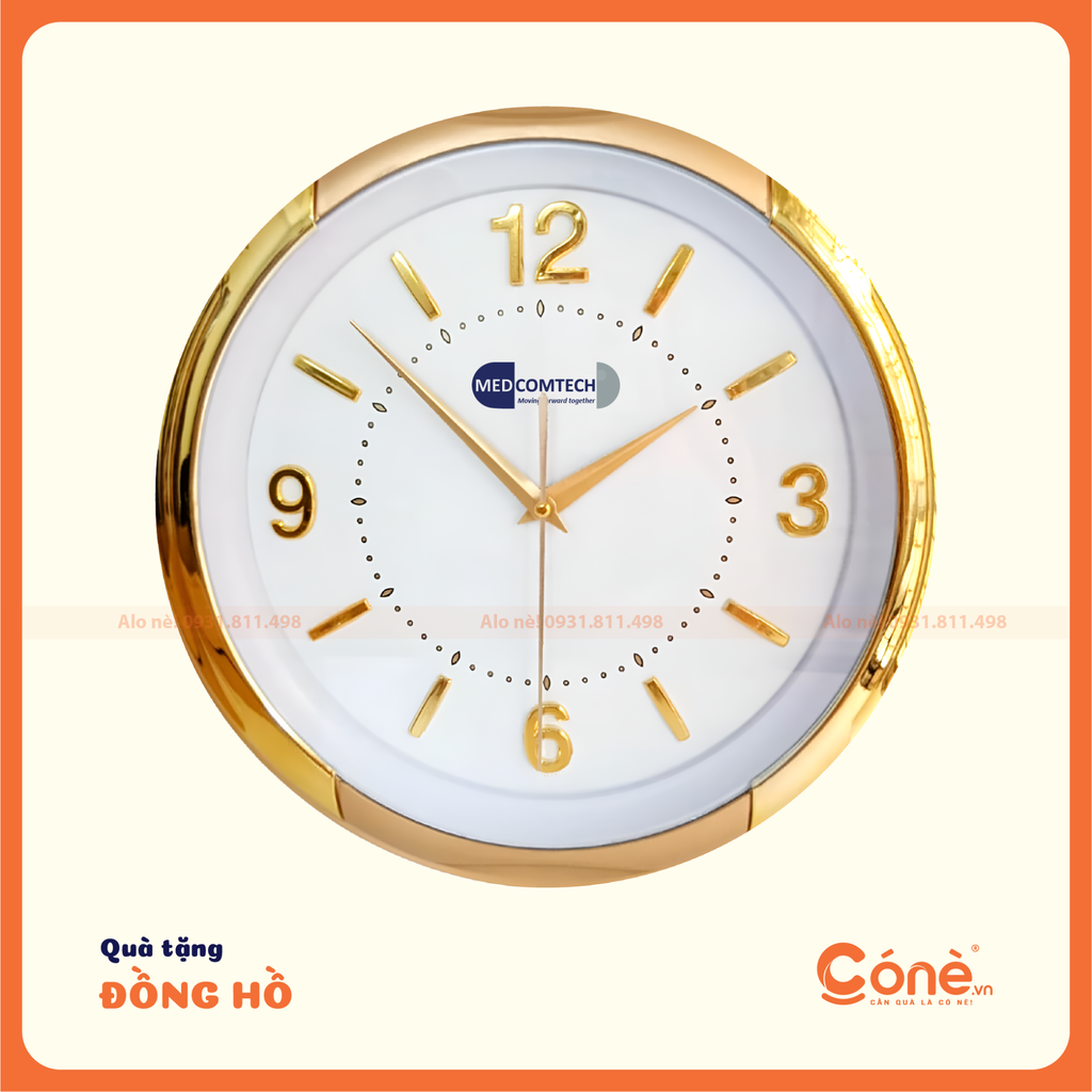 đồng hồ treo tường mạ vàng