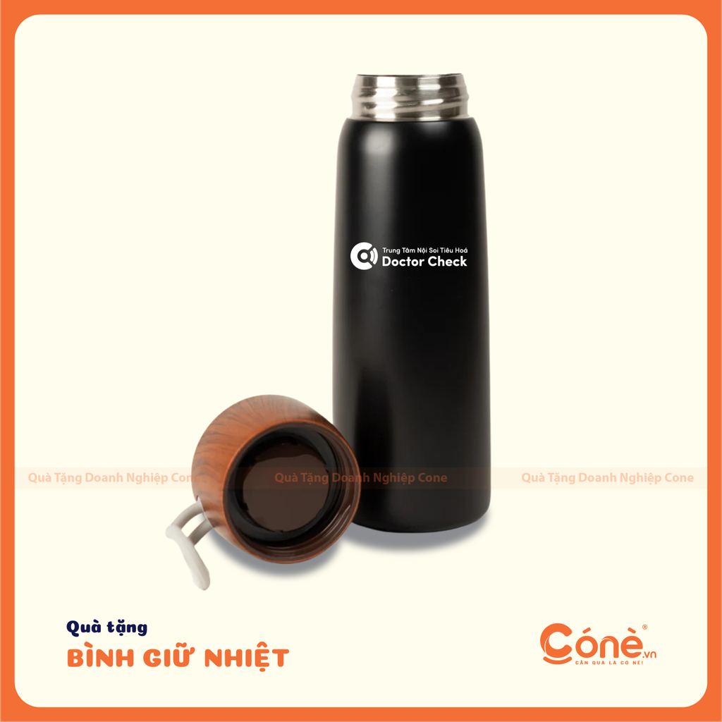 [BGN005] Bình Giữ Nhiệt Toả Sáng | Bình Giữ Nhiệt Nắp Gỗ In Logo Theo Yêu Cầu
