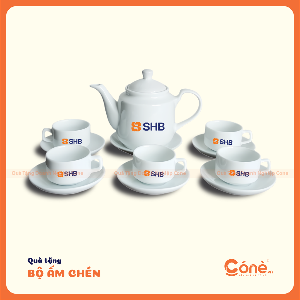 [BAC004] Bộ Ấm Chén Niềm Tin | Bộ Ấm Chén In Logo Theo Yêu Cầu