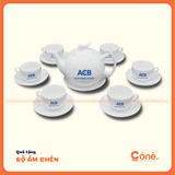 [BAC005] Bộ Ấm Chén Tri Ân | Bộ Ấm Chén Sứ Trắng