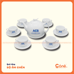 [BAC005] Bộ Ấm Chén Tri Ân | Bộ Ấm Chén Sứ Trắng