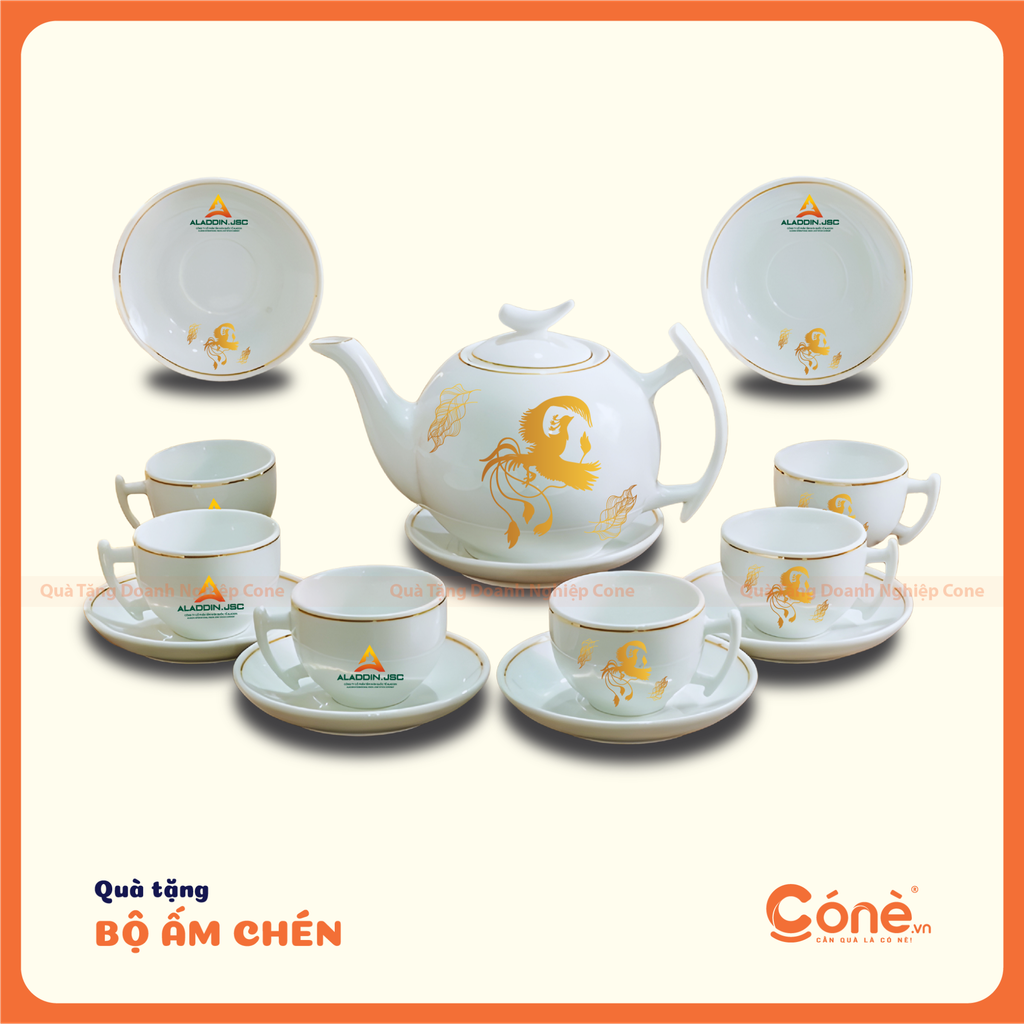 [BAC001] Bộ Ấm Chén Giao Hòa | Bộ Ấm Chén Ánh Kim Sang Trọng