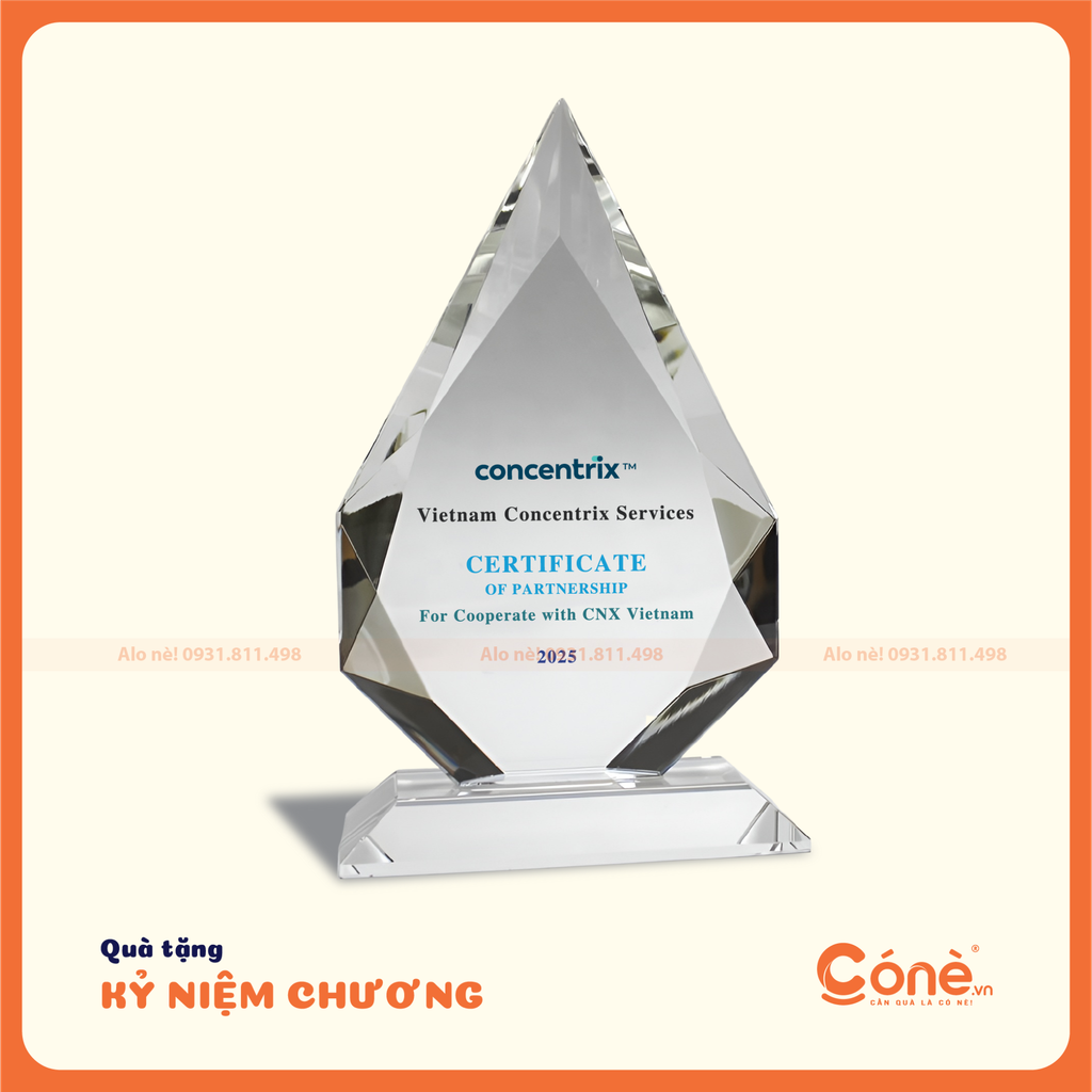 [KNC003] Kỷ Niệm Chương Đồng Hành  | Kỷ Niệm Chương Hình Lục Giác In Logo Doanh Nghiệp