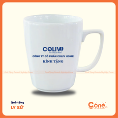 [LS001] Ly Sứ Cheer Up | Ly Sứ Dáng Vát Quai Vuông In Logo