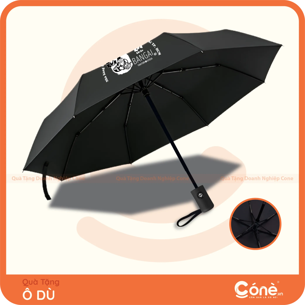 [OD004] Ô Dù Đồng Hành | Ô Dù Gấp 3 Tự Động 2 Chiều In Logo