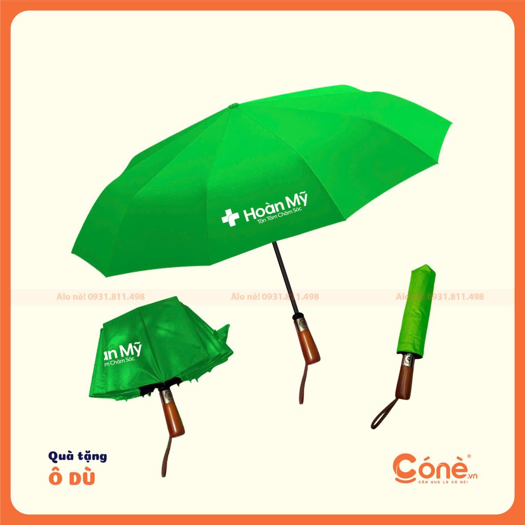 Ô Dù Stay Cool Cone | Dù Cán Gỗ In Logo
