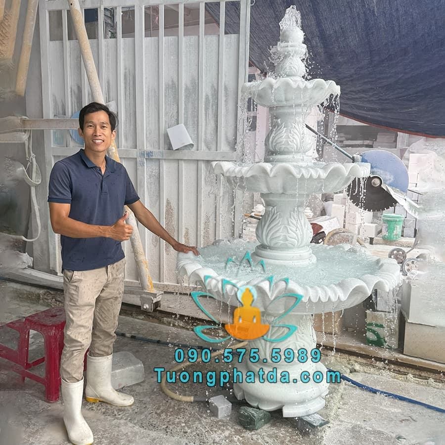 Bộ Đài Phun Nước Đá Phong Thủy Đẹp Nhất Cao 2m