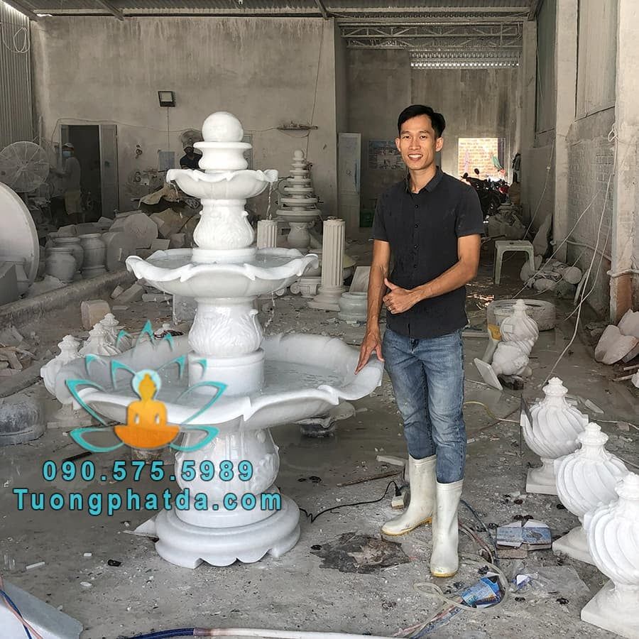 Chuyên Đài Phun Nước Đá Trắng Phong Thủy Đẹp Tại Phú Thọ